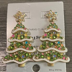 Sugarfix Christmas Tree Earrings with Colorful Stones